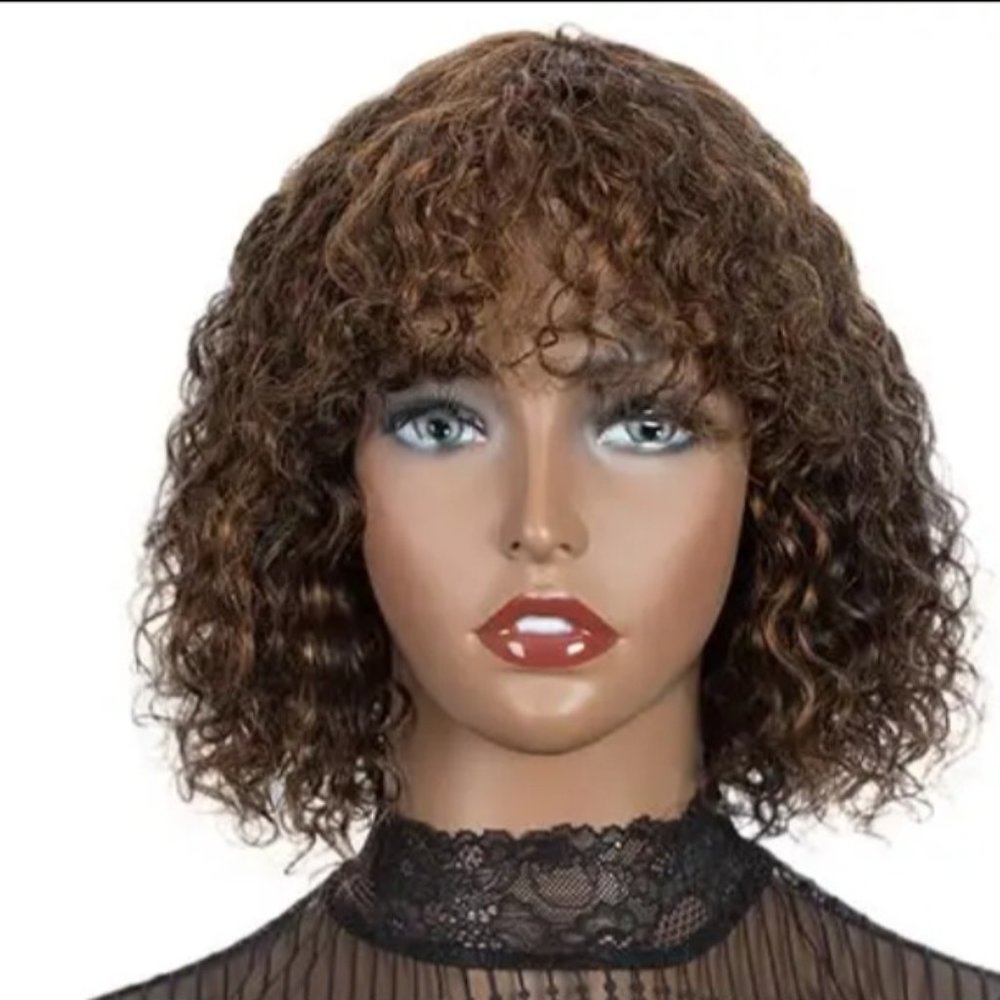 10"  Human Hair Jerry Curl Short Pixie Bob Cut 'Lucern'